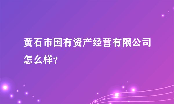 黄石市国有资产经营有限公司怎么样？
