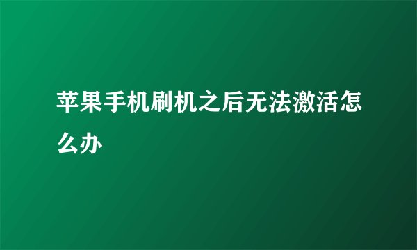 苹果手机刷机之后无法激活怎么办