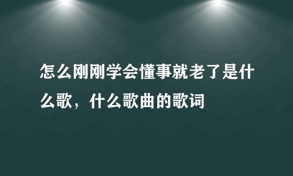 怎么刚刚学会懂事就老了是什么歌，什么歌曲的歌词