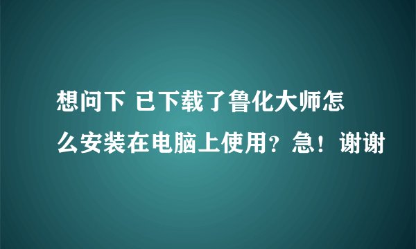 想问下 已下载了鲁化大师怎么安装在电脑上使用？急！谢谢