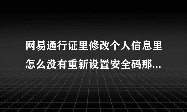 网易通行证里修改个人信息里怎么没有重新设置安全码那一项啊？