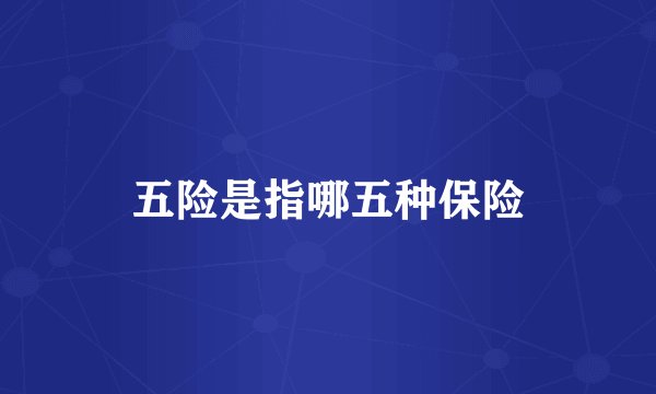 五险是指哪五种保险