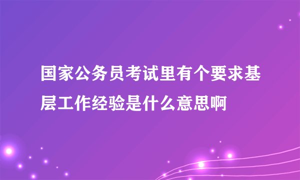 国家公务员考试里有个要求基层工作经验是什么意思啊