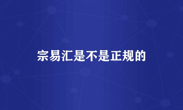 宗易汇是不是正规的
