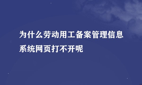 为什么劳动用工备案管理信息系统网页打不开呢