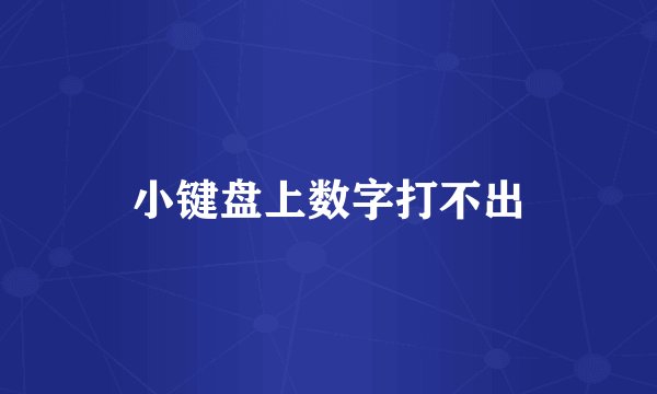 小键盘上数字打不出