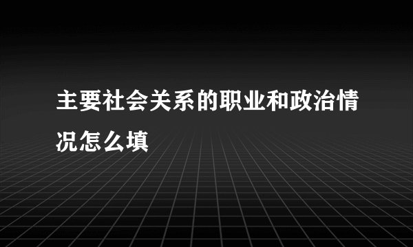 主要社会关系的职业和政治情况怎么填