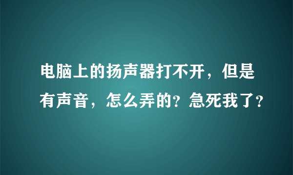电脑上的扬声器打不开，但是有声音，怎么弄的？急死我了？