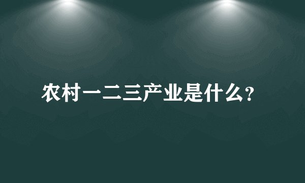 农村一二三产业是什么？
