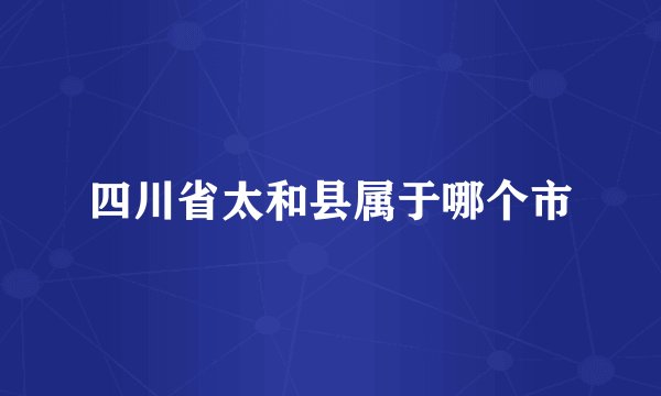 四川省太和县属于哪个市