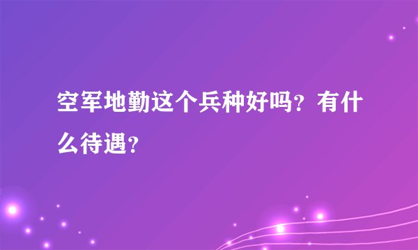 空军地勤这个兵种好吗？有什么待遇？