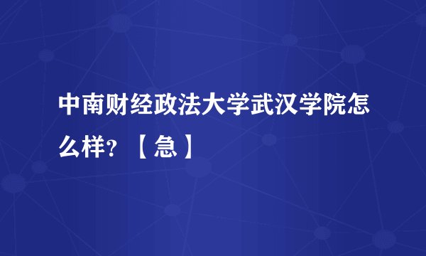 中南财经政法大学武汉学院怎么样？【急】