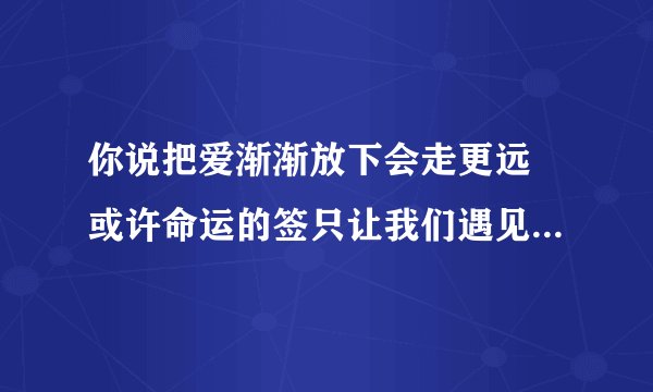你说把爱渐渐放下会走更远 或许命运的签只让我们遇见.... 是周杰伦的哪首歌歌词啊 忘了耶