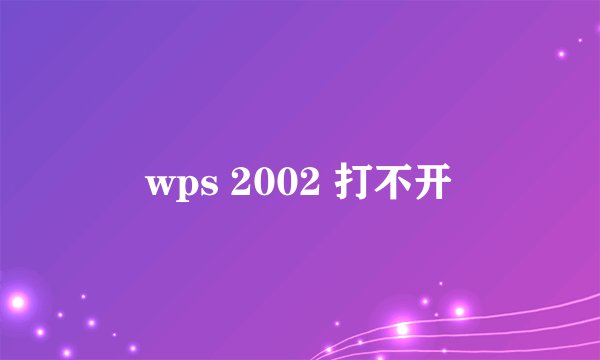 wps 2002 打不开