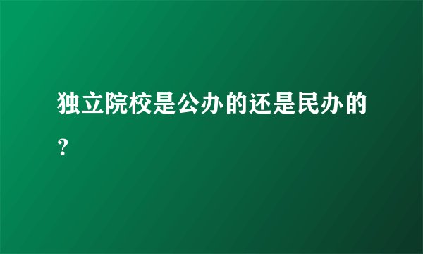 独立院校是公办的还是民办的？