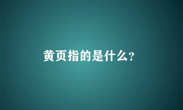 黄页指的是什么？