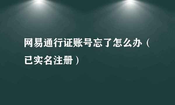 网易通行证账号忘了怎么办（已实名注册）