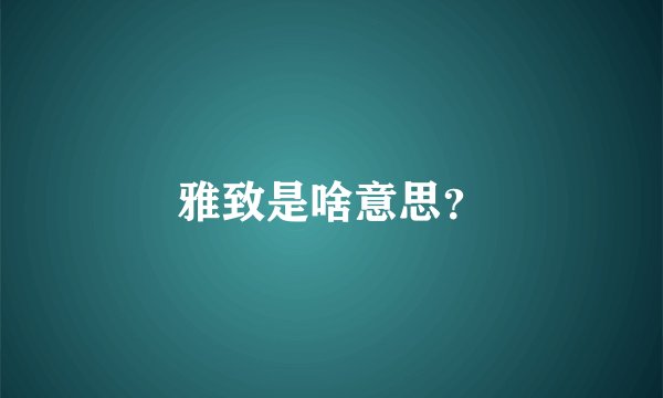 雅致是啥意思？