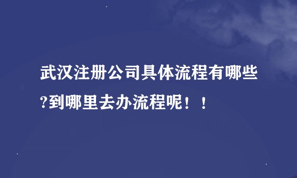 武汉注册公司具体流程有哪些?到哪里去办流程呢！！