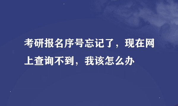 考研报名序号忘记了，现在网上查询不到，我该怎么办