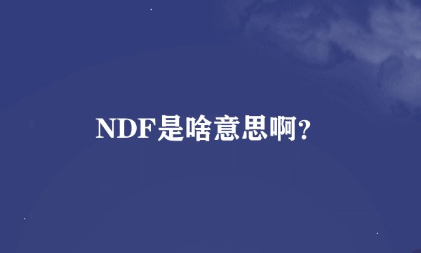 NDF是啥意思啊？