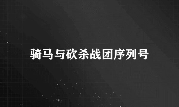 骑马与砍杀战团序列号