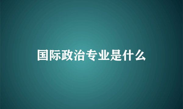 国际政治专业是什么