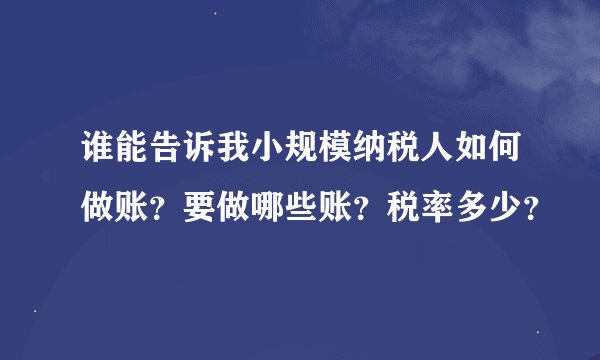谁能告诉我小规模纳税人如何做账？要做哪些账？税率多少？