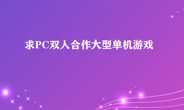 求PC双人合作大型单机游戏