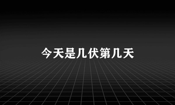 今天是几伏第几天