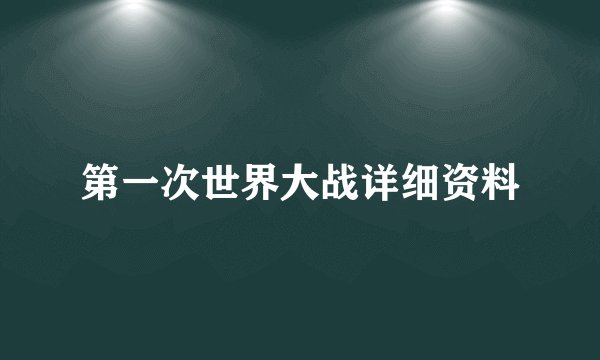 第一次世界大战详细资料