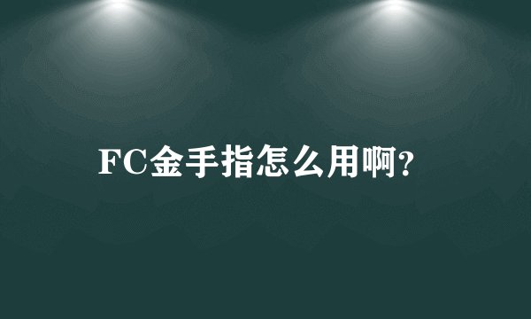 FC金手指怎么用啊？