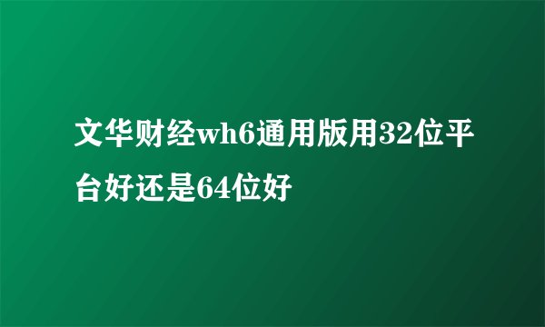 文华财经wh6通用版用32位平台好还是64位好