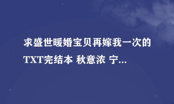 求盛世暖婚宝贝再嫁我一次的TXT完结本 秋意浓 宁爵西 谢谢，么么哒！