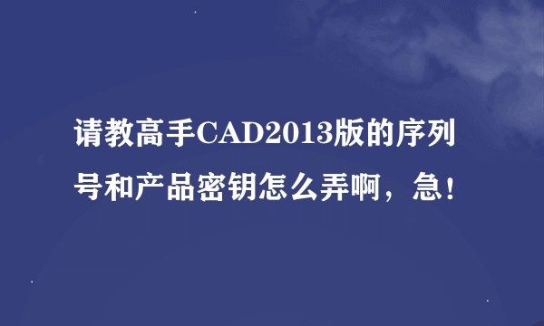 请教高手CAD2013版的序列号和产品密钥怎么弄啊，急！