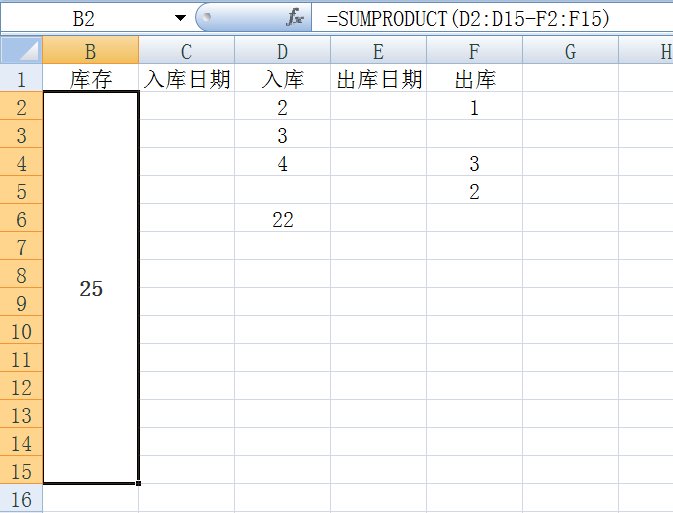 excel自动计算库存数量