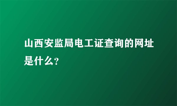 山西安监局电工证查询的网址是什么？