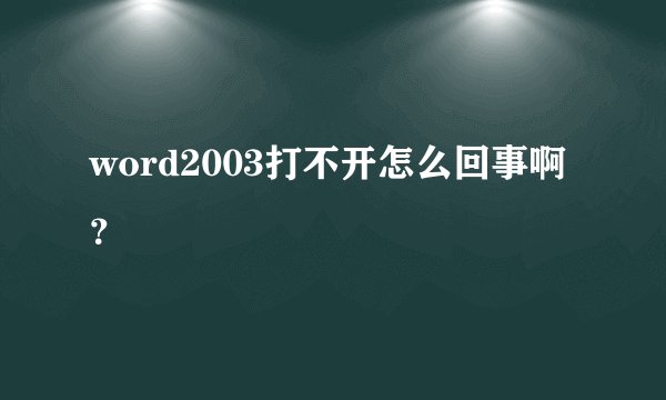 word2003打不开怎么回事啊?