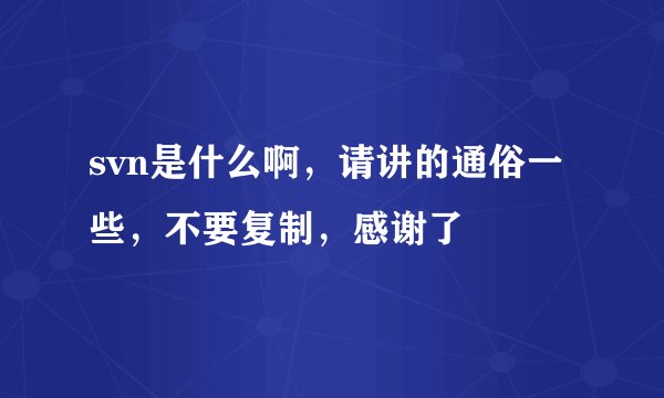 svn是什么啊，请讲的通俗一些，不要复制，感谢了