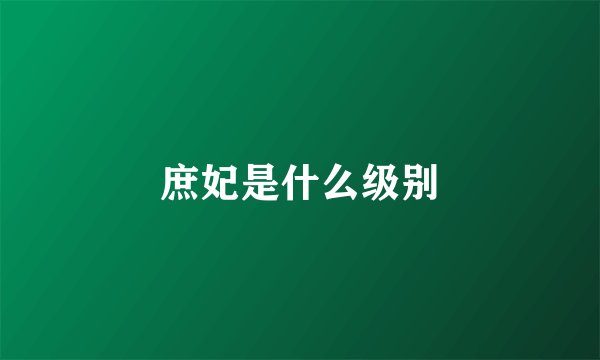 庶妃是什么级别