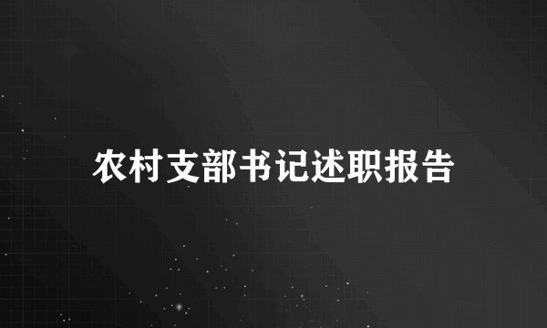 农村支部书记述职报告