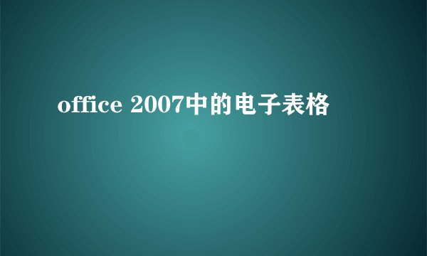 office 2007中的电子表格