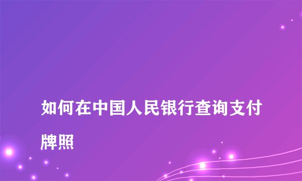 
如何在中国人民银行查询支付牌照

