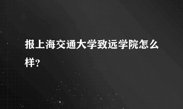 报上海交通大学致远学院怎么样？