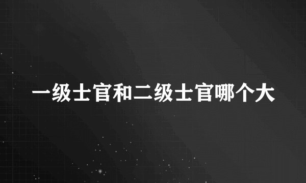 一级士官和二级士官哪个大