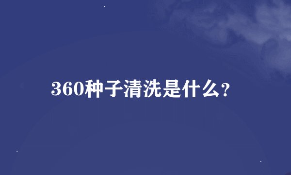 360种子清洗是什么？