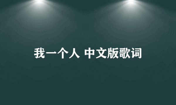 我一个人 中文版歌词