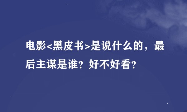 电影<黑皮书>是说什么的，最后主谋是谁？好不好看？