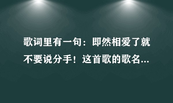 歌词里有一句：即然相爱了就不要说分手！这首歌的歌名叫什么？