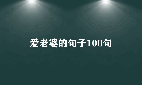 爱老婆的句子100句